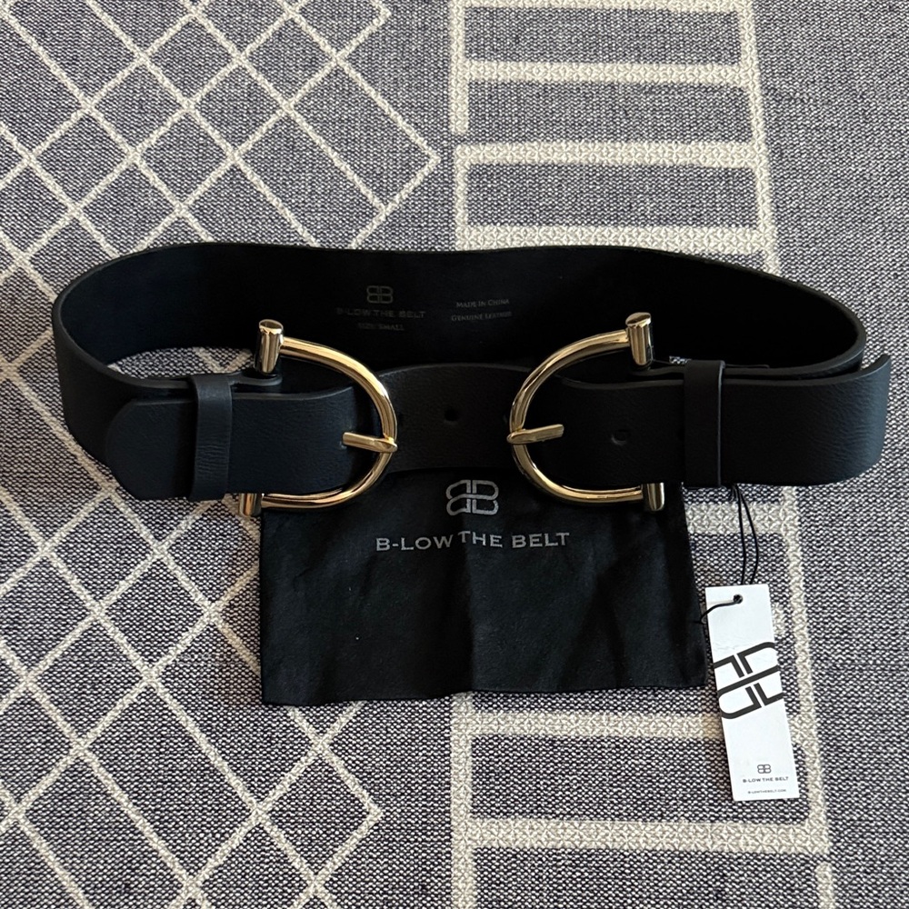 B-Low the Belt - Blake Double Belt, Black with Gold Accents - Picture 2 of 7